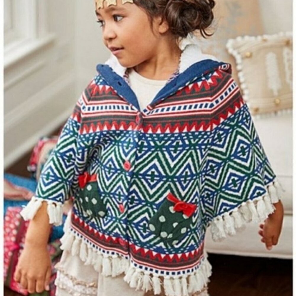 Matilda Jane A Caroling We Go Hooded Poncho Cape Festive Cotton Sherpa